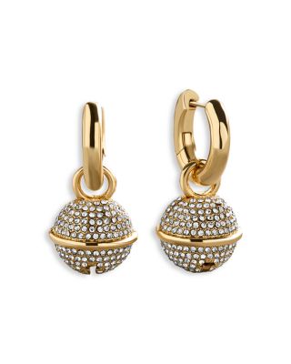 Pave Crystal Drop Huggie Hoop Earrings