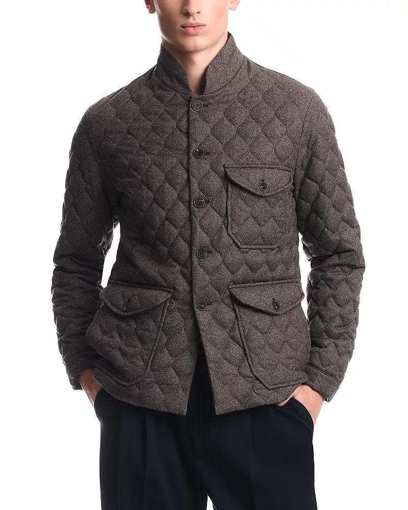 Emporio Armani Wool Stand Collar Quilted Blouson Jacket