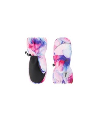  Girls' Flower Play Waterproof Rubberized Palm Winter Mittens - Big Kid
