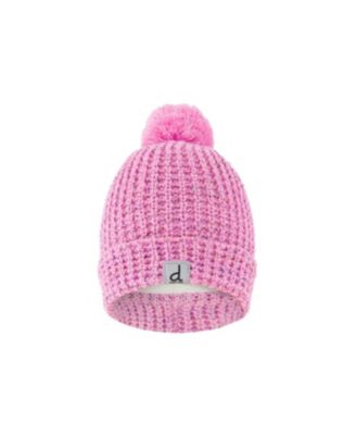 Girls' Winter Marled Rolled Cuff Pompom Knit Hat - Little Kid, Big Kid