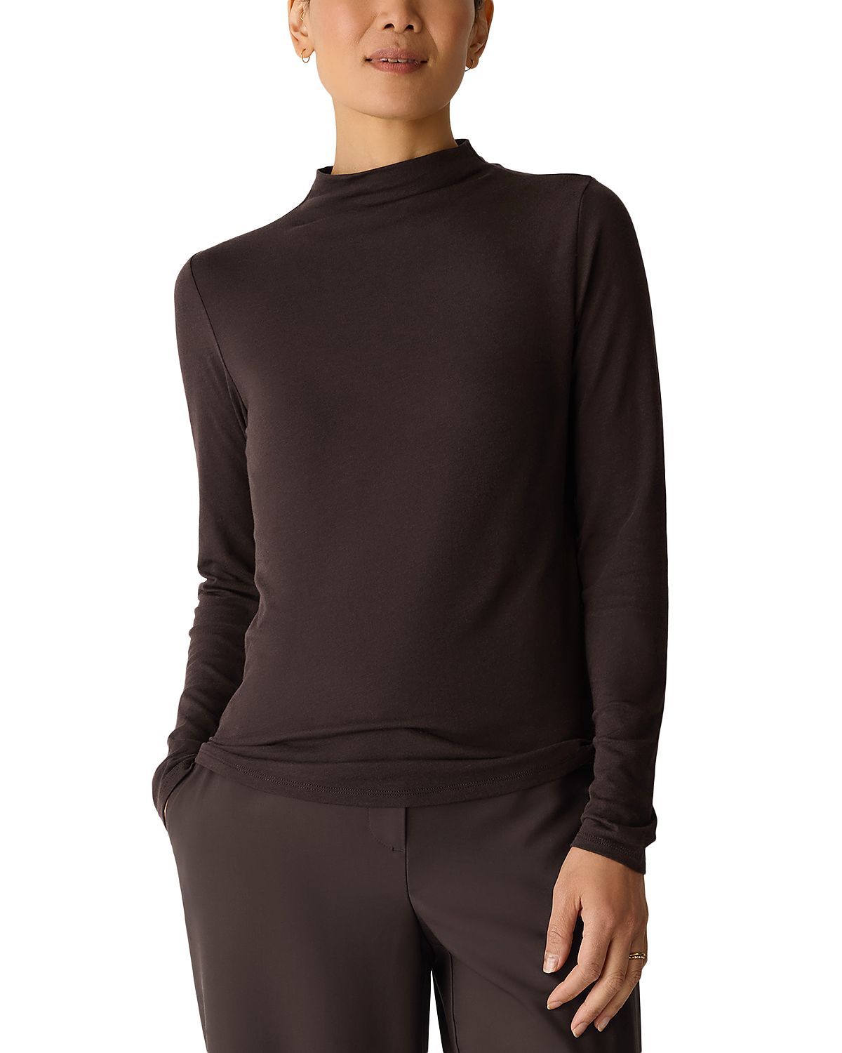 Eileen Fisher Funnel Neck Long Sleeve Tee