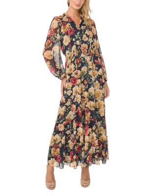Long Sleeve Tiered Ruffle Smocked Maxi Dress