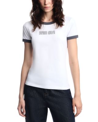 Cotton Blend Logo Ringer Tee