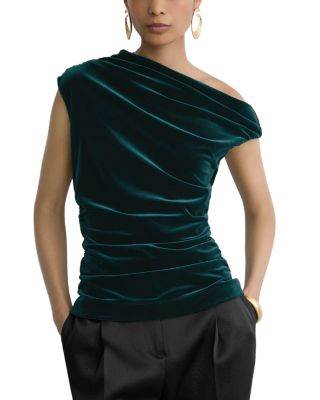 Demi Stretch Velvet Off-The-Shoulder Top