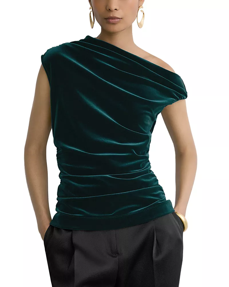 Reiss Demi Stretch Velvet Off-The-Shoulder Top