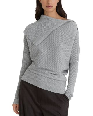 Leena Asymmetric Neck Ribbed Sweater