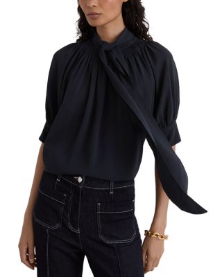 Lerina Tie Neck Short Sleeve Top