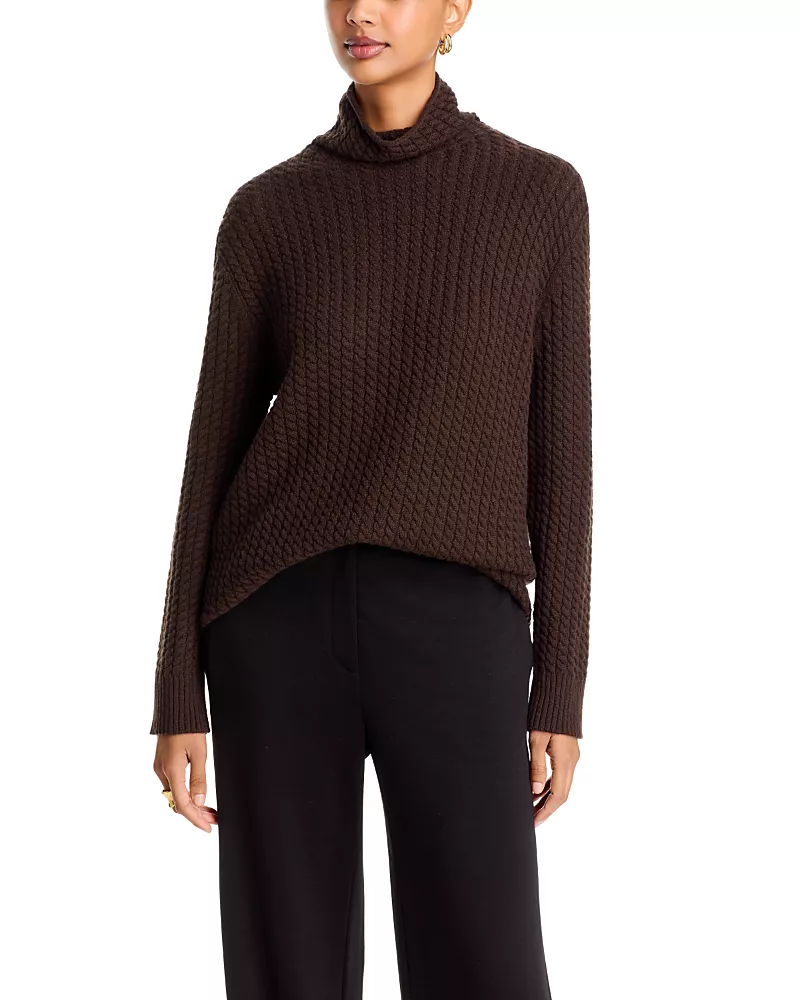 Lafayette 148 New York Cashmere Cable Knit Stand Collar Sweater
