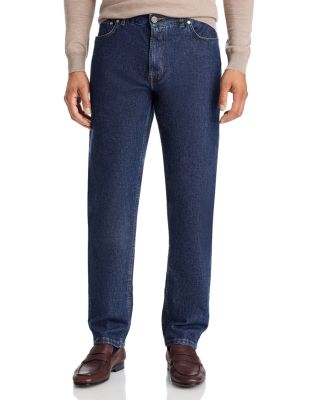 Chiaja Cotton & Cashmere Stretch Dark Wash Denim 36" Jeans in Blue