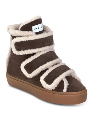 Women's Shearling & Leather Winter Wedge Sneaker Boots