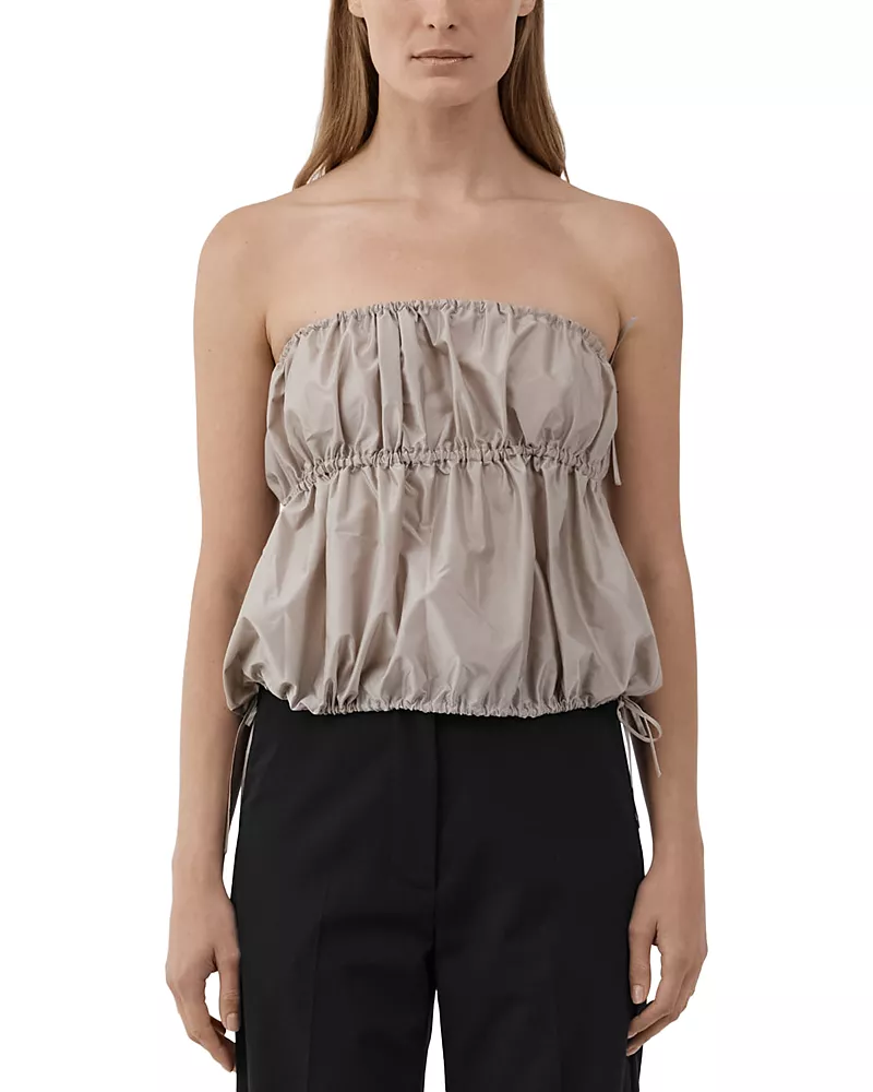 St. Agni Taffeta Strapless Drawstring Top