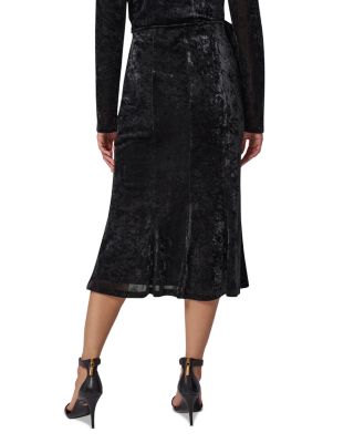 Stretch Velvet Midi Skirt