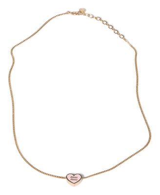 Miu Miu Metal Necklace In Gold/alabaster Pink