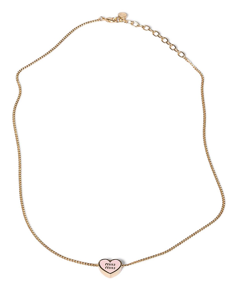 Miu Miu Metal Necklace In Gold/alabaster Pink