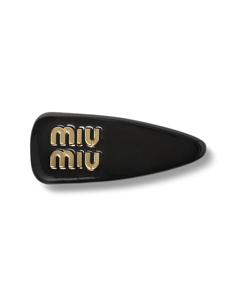 Miu Miu Patent Leather Hair Clip, 3.14 In Black