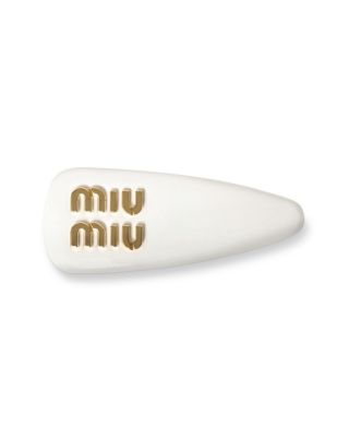Miu Miu Patent Leather Hair Clip, 3.14 In White