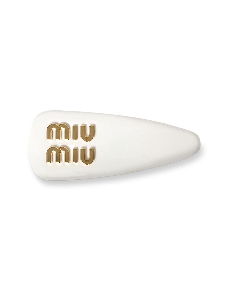 Miu Miu Patent Leather Hair Clip, 3.14 In White