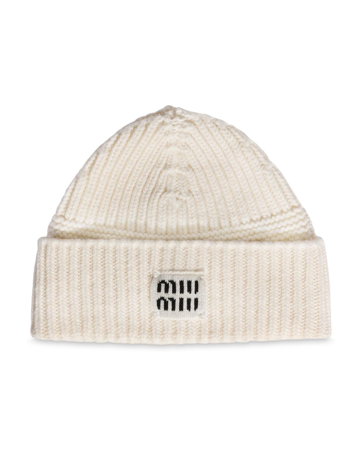 Miu Miu Wool and Cashmere Beanie in White