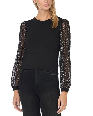 Crewneck Contrast Sleeve Top