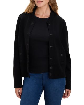 Knit Snap Front Bomber Jacket