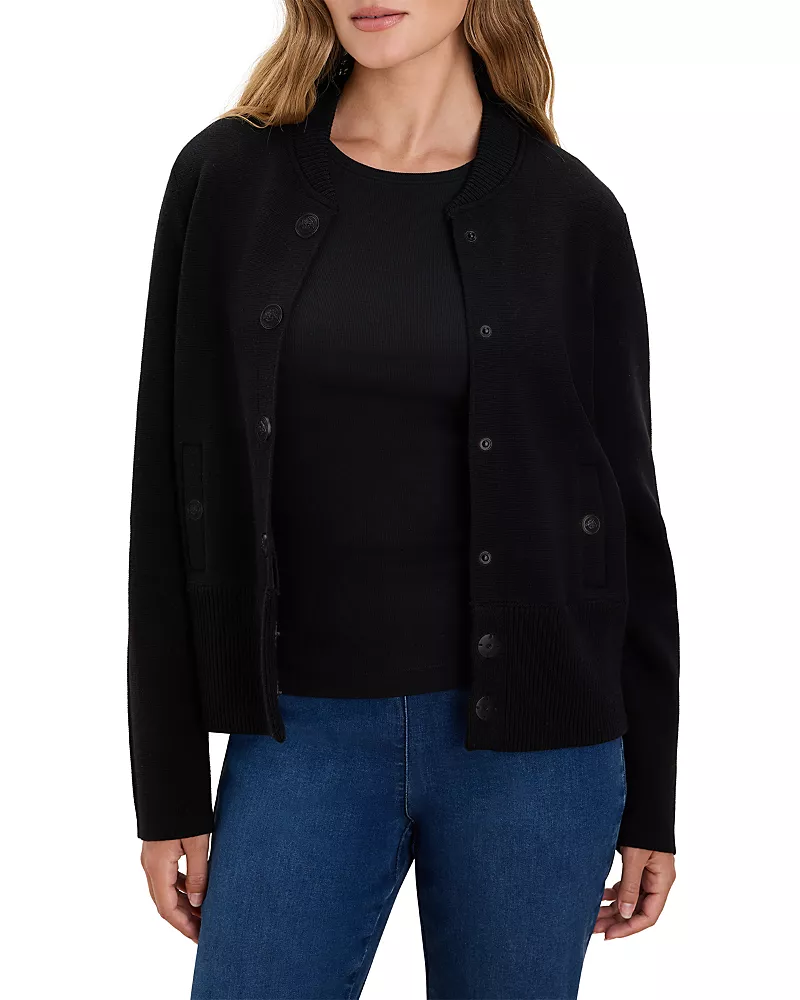Nic+Zoe Knit Snap Front Bomber Jacket