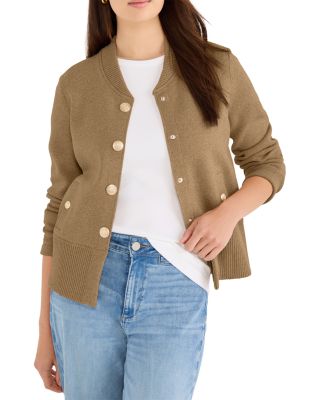 Knit Snap Front Bomber Jacket