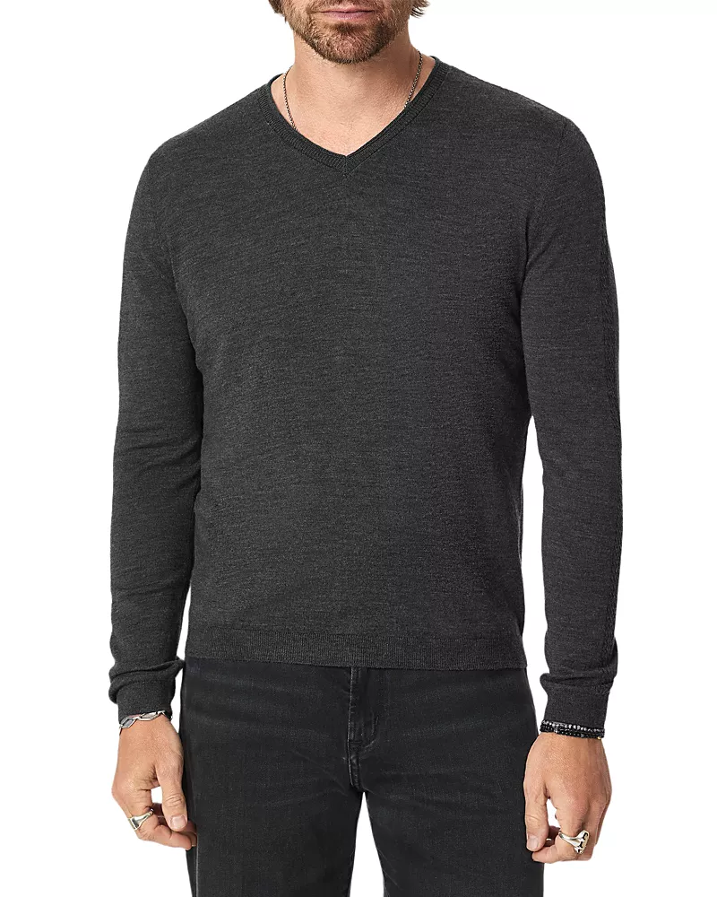 John Varvatos Vichy Merino Wool V Neck Sweater