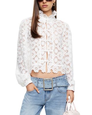 Overtime Lace Mock Neck Blouse