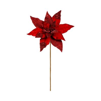 Glitter Poinsettia Spray, Set of 12