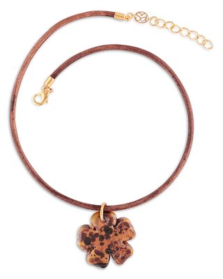 Clover Cord Necklace, 13.4-14.8"
