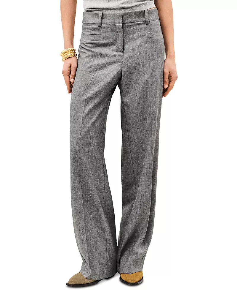 ba & sh Cistachio Mid Rise Wide Leg Pants