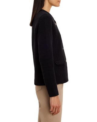 Trimmed Weave Mixed Knit Jacket - thumbnail 8