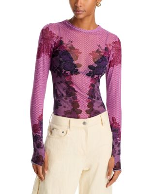 Kaylee Long Sleeve Printed Mesh Top