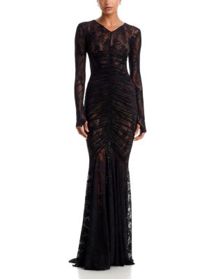 Lace Shirred Fishtail Gown