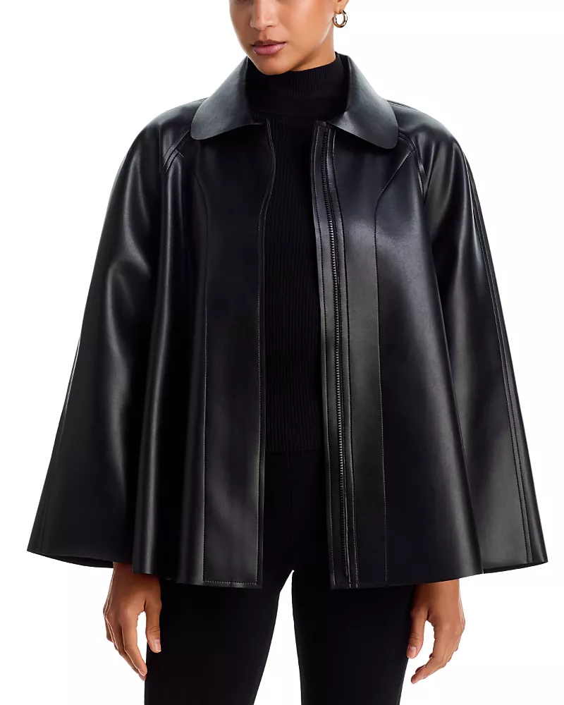 Norma Kamali Faux Leather Zip Front Jacket