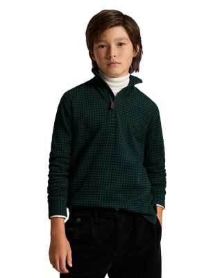 Boys' Plaid Estate Rib Quarter Zip Cotton Pullover - Big Kid