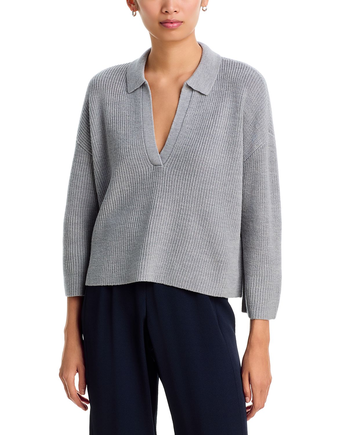 Eileen Fisher Wool Johnny Collar Sweater