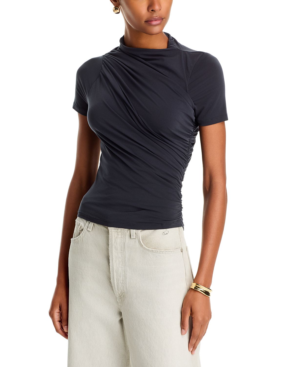 Frame Short Sleeve Draped Top