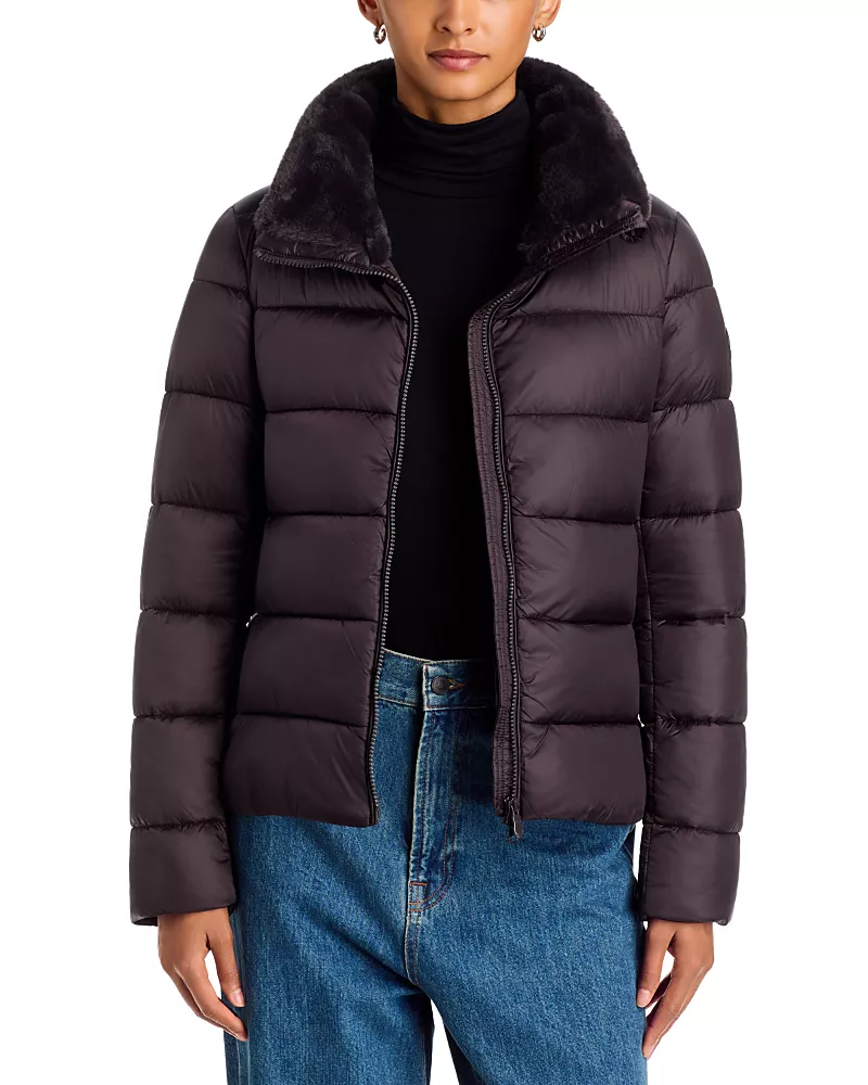 Save The Duck Mei Faux Fur Trim Puffer Jacket