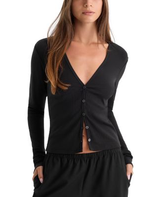 The Rib V Neck Cardigan Tee