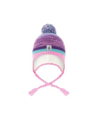  Girls' Winter Peruvian Jacquard Fleece-Lined Pompom Knit Hat - Little Kid, Big Kid