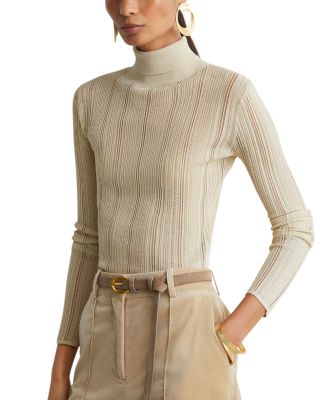 Sutton Mesh Openwork Roll Neck Top