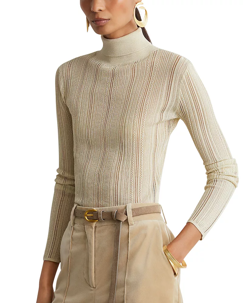 Reiss Sutton Mesh Openwork Roll Neck Top