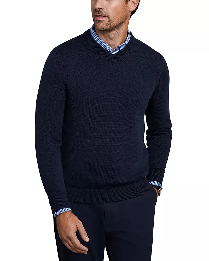Rhone Cotton Blend V Neck Commuter Sweater
