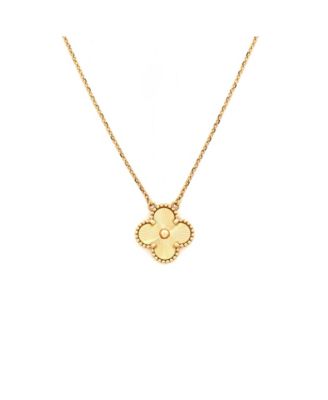 Vintage Alhambra Pendant Necklace Guilloche 18K Gold, 16.5"