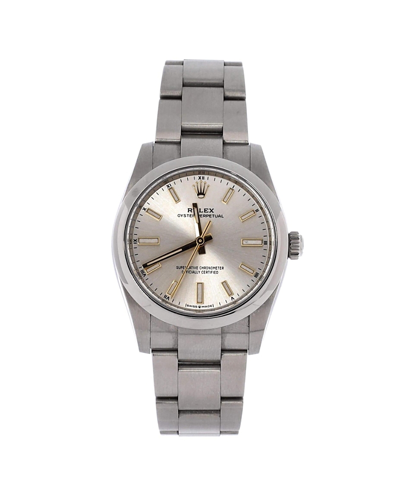 Pre-owned Pre-owned Rolex Rolex Oyster Perpetual Automatic Watch In Stainless Steel 34mm In Dial Color: Silver