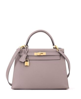 Kelly 28 Handbag Grey Epsom with Gold Hardware