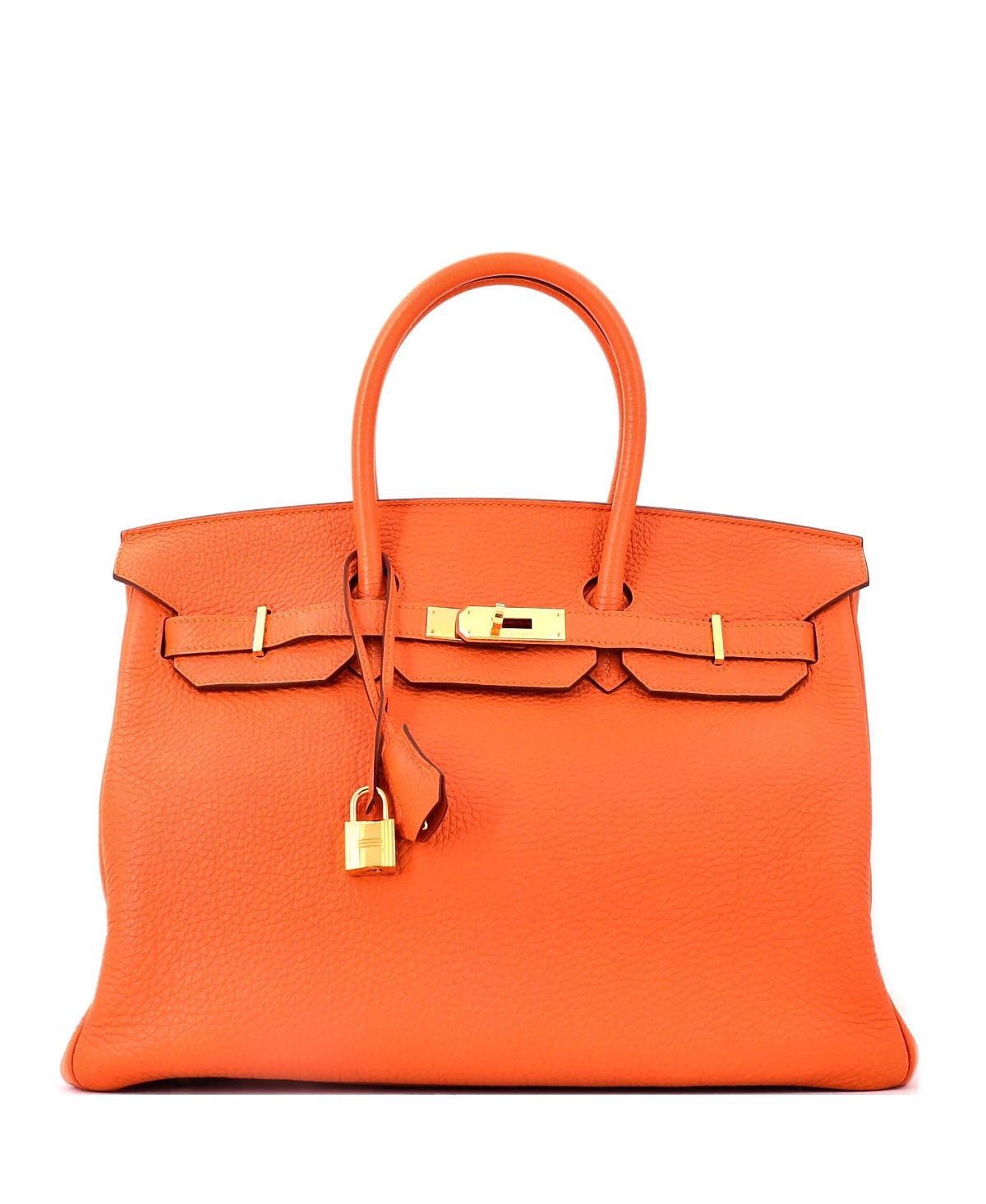 Pre-Owned HERMES Birkin 35 Handbag Orange Togo with Gold Hardware