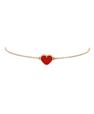 Sweet Alhambra Heart Bracelet 18K Rose Gold with Carnelian