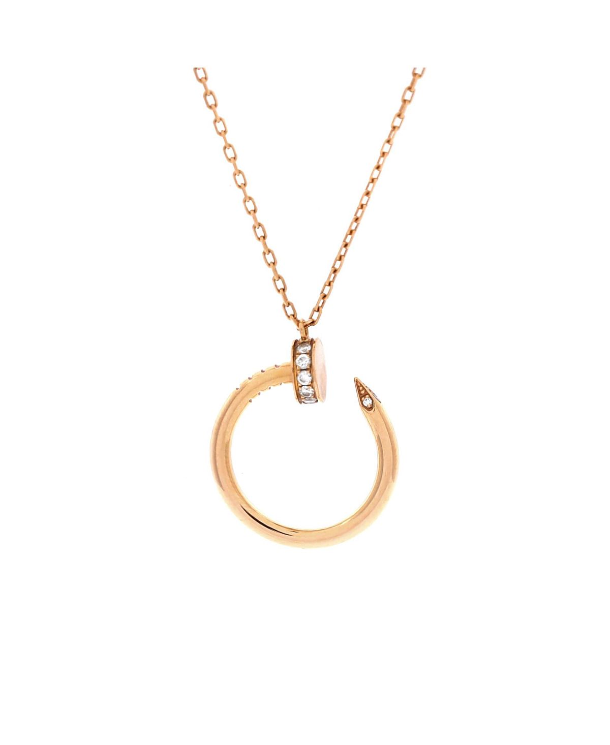 Pre-Owned Cartier Juste un Clou Pendant Necklace 18K Rose Gold with Diamonds, 15.75